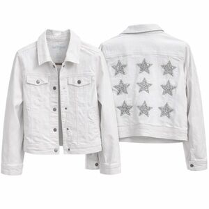 Cat & Jack White Denim Jacket with Glitter Stars